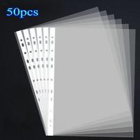 50/100pcs Clear A4 Plastic File Folders - 11-Hole 3-Ring Binder Compatible, Durable PP Document Sleeves for Office, School, Home white