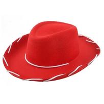 Fashion Cowboy Accessory Cowboy Hat Performance Cosplay Costume Felt Princess Hat Prop Dress-Up Adjustable Cowgirl Hat Women red