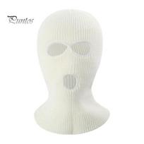 Unisex Knitted Cap Winter Hat Three Holes Solid Color Full Face Cycling Balaclava Dome Knitting Cover for Outdoor balta