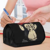 Double Layer Pencil Case, Vibrant Printed Pencil Pouch with Bad Boy Chimp Design, Fashion Storage Bag, Portable Pencil Case with Zipper, Durable Fabri 20x9x11cm