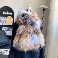 Prabangus aukščiausios klasės megztas šalikas Ruduo Žiema Universalus Dvipusis Šiltas kaklo movas Moteriškas šalikas Fox fur gray