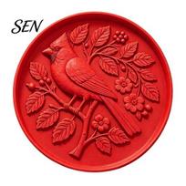 Patio Stone Making Tool Silicone Stepping Mold, Hummingbird/Squirrel/Turtle/Owl/Fox/Butterfly/Frog Paver Molds, Reusable Concrete Easy DIY Project Hummingbird red