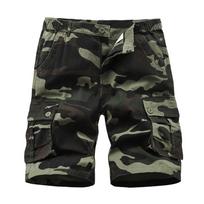 Men's Camouflage Cargo Shorts with Multiple Pockets - Outdoor Hiking 5-Inch Shorts S-3XL (Waist 32-42) L black
