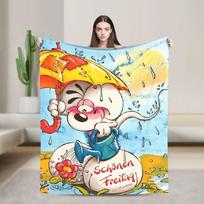 Diddl Su gimtadieniu Šilta antklodė Dekoratyvinė pliušinė patalynė Pledai Juokinga lauko flanelinė lovatiesė Sofos lovos užvalkalas 75x100cm (30x40inch)