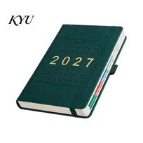 Professional Business Diary 2027 English Weekly Planner A5, 320 Page Schedule Notebook with Elastic Faux Leather Bound Journal for Daily Planning Band žalia