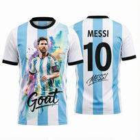 Messi 10 Goat Football Jersey, Short Sleeve T-shirt for Fans S black