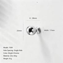 1Pcs Minimalist Bright Chrome Silver Drawer Single Hole Knob Zinc Alloy French Wardrobe Handle Light Luxury Solid Cabinet Pull