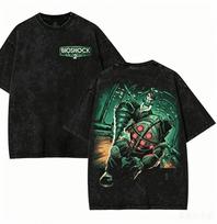 BioShock Washed T-shirt 2026 New Model personality Clothes shirt Year round clothing Retro Fashion Vintage Breathable Couples 4XL black