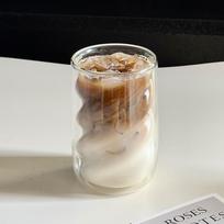 Dvisluoksnis spiralinis gėrimų puodelis, skaidrus dvigubo sienelės kavos puodelis, unikalus vaisių sulčių puodelis baro naudojimui, namų dekoravimas 300ml beige