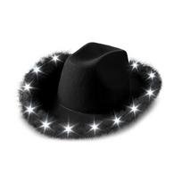 Western Cowboy Hat for Theme Party LED Top Hat Costume  Hat Nightclub Furry Trim Headwear Carnivals Party Headwear juoda