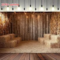 2D Vintage Farm Barn Backdrop Photography Background 70.9x43.3inch/180*110cm brown