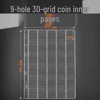 Mingtai 9-Hole Coin Collection Binder with 30 Compartment Transparent Pages for Zodiac and Sun Yat-sen Commemorative Coins gray