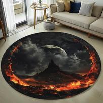 Lava Round Rug Gothic Horror Black Decor Carpet Living Room Bedroom Floor Mat Festive Atmosphere Tree Home Rug 80cmx80cm