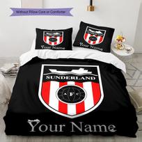 Custom Name Sunderland AFC Crest Bedding,Quilt Set Quilt Cover Pillowcase Home Birthday Gift (1 * duvet cover + 2 * pillowcase, without core) 135x200cm white