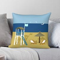Sabinillas Beach Malaga Square Pillowcase Polyester Linen Velvet Creative Zip Decorative Pillow Case Sofa Seater Cushion Case 60X60CM blue