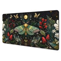 Dark Forest Moth Mouse Pad Large Gaming Mousepad Botanical Desk Mat Non-slip Keyboard Pad For PC Gamer 30cmx60cm(11.8x23.6inch) gray