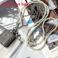 Water Diamond Mini Crossbody Bag With Pearl Chain For Streetwear Fashion Style 2 gray