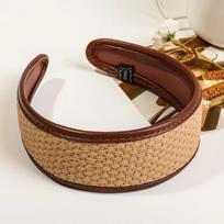 Retro PU Leather Hairbands Wide Turbans Non-slip Hoop Headband Elegant Hair Accessories Women Girls Items Gifts brown