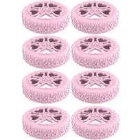 8Pcs Luggage Wheel Covers Silicone Flower Texture Reduce Noise Easy Installation for Travel Suitcase Wheel Protectors rožinė