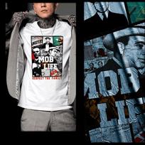 Mobster t-shirt Gangster Crime Boss Mafia fam Luciano, Gotti, Al Capone Mob Tee L white