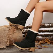 Women's Wide Width Faux Fur Cuff Boots, Wool Lined Winter Ankle Boots, Plush Martin Boots for Women 43 bordinė