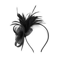 Tinklinė gėlių plaukų lankelis moterims Elegantiškas 1920-ųjų plunksninis galvos apdangalas Neslystantis Flapper fascinatorius Plaukų juosta oficialiam renginiui juoda