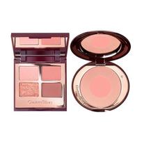 Charlotte Tilbury prabangi paletė ir Cheek To Chic Blush First Love + Eyeshadow Pillow Talk pink