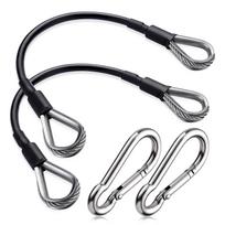 2Pcs Gym Extension Cable Replacement Pulley System Fitness Cable with Carabiner for Leg Extension, Pull Down Enduring 1 gray