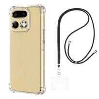 Case and neck strap for Realme 16 Pro 5G - Transparent Soft TPU Adjustable Black Cord Phonillico® juoda
