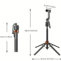 QAML NEW Q13 Aluminum Alloy Selfie Stick Tripod with 360° Face Recognition Follow Mode, Multi- Phone Holder with