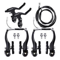 Pull Rim Brake V Brake Caliper Set Callipers Levers Cables Bike Brake Set Cables and Lever Kit juoda