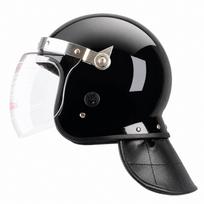 Prancūziškas riaušių šalmas su plieninio tinklelio veido skydeliu - Sprogimui atspari saugos apsauga. Anti-riot helmet gray