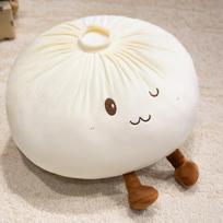 Super Soft Plush Material Steamed Bun Plush Pillow Pp Cotton Filled Fluffy Comfortable Dumpling Plush Toy Stress Relief white