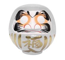Takasaki Daruma Doll Size 5 HKDM-5-WH-8 White Good Health Protection 15x14x17cm balta