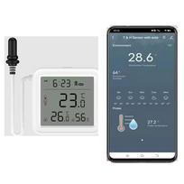 Tuya WiFi Temperature Humidity Sensor With External Probe Smart Home Thermometer Hygrometer APP Monitoring for Plants Aquarium White