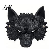 Full Face Wolf Mask for Adults Halloween Mask Embossed Werewolf Cosplay Party Atmospheric Costume Gear Adjustable Strap Animal Adults Trick juoda