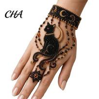Relaxing Screen Free Activity DIY Beaded Bracelet Kit, Bead Weaving Jewelry Kit with Pattern Guide, Adjustable Fashionable Wrist Hand Ornament H black