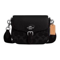 COACH Amelia Denim With Soft Pebble Texture Leather Crossbody Bags Small Women's Black & Silver CQ187-SVBK One Size 1 black