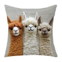Pagalvės užvalkalas 2D Alpakos raštas Lengvai skalbiamas Minkštas Kvėpuojantis audinys Pagalvėlės užvalkalas Svetainė Miegamasis Namų dekoras Alpaca brown
