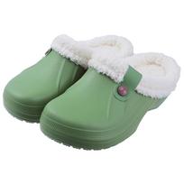 Fashion Crestar Women Fur Lined Clogs Waterproof Slippers Garden Shoes Winter Warm Plush Home House Fuzzy Slippers Indoor Outdoor Mules 35-36 žalia