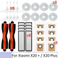 ABMH-34PCS For Xiaomi Robot Vacuum X20+ X10+ /X20 Plus Vacuum Cleaner Accessories Main Side Brush Mop Cloth Dust Bag Filter gray