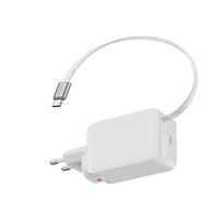 65W PD Fast Charger with Built-in USB C Cable, Portable Wall Charger for Laptop Phone Tablet balta