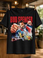 Bud Spencer Collage Boxing Fists Colorful Buggy And Action Scenes Red Signature Text Retro Comedy Unisex All Tshirt S brown