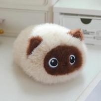 20cm Cute Calico Cat Plush Toy Soft Fluffy Mini Round Cat Stuffed Animal Cute Siamese Black Cat Plushie for Girl Birthday Gift 20cm white