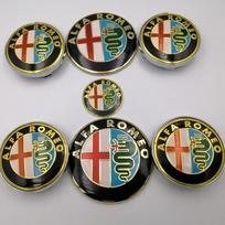 Car Sticker For Alfa Romeo 159 147 7pcs 74mm Car Hood Trunk Steering Wheel Badge For Alfa Romeo Brera 159 New Spider Giulietta 1 SY1 juoda