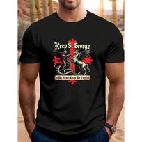 Men's St. George Slaying the Dragon T-Shirt - Iconic Medieval Print Short Sleeve Round Neck Casual Shirt Suitable for Summer, Casual Attire & Themed S juoda
