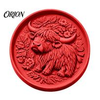 Memorial Stone Casting Form Silicone Stepping Mold, Hummingbird/Squirrel/Turtle/Owl/Fox/Butterfly/Frog Paver Molds, Reusable Concrete Cement Crafting Cow red