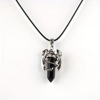 Natural Amethyst Rose Quartz White Crystal Dragon Pendant Hexagonal Necklace Jewelry Necklace with Chain white