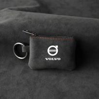 Automobilio rakto dėklas Suede piniginė Kortelių ir monetų laikymo maišelis Raktų pakabuko dangtelis Volvo Xc60 Xc90 V40 V60 S60 V50 V90 S80 C40 XC40 V70 AWD T6 gray