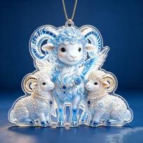 Acrylic Chinese Zodiac Goat Hanging Ornament Auspicious Red Gold For Spring Festival New Year Home Decor A6 white